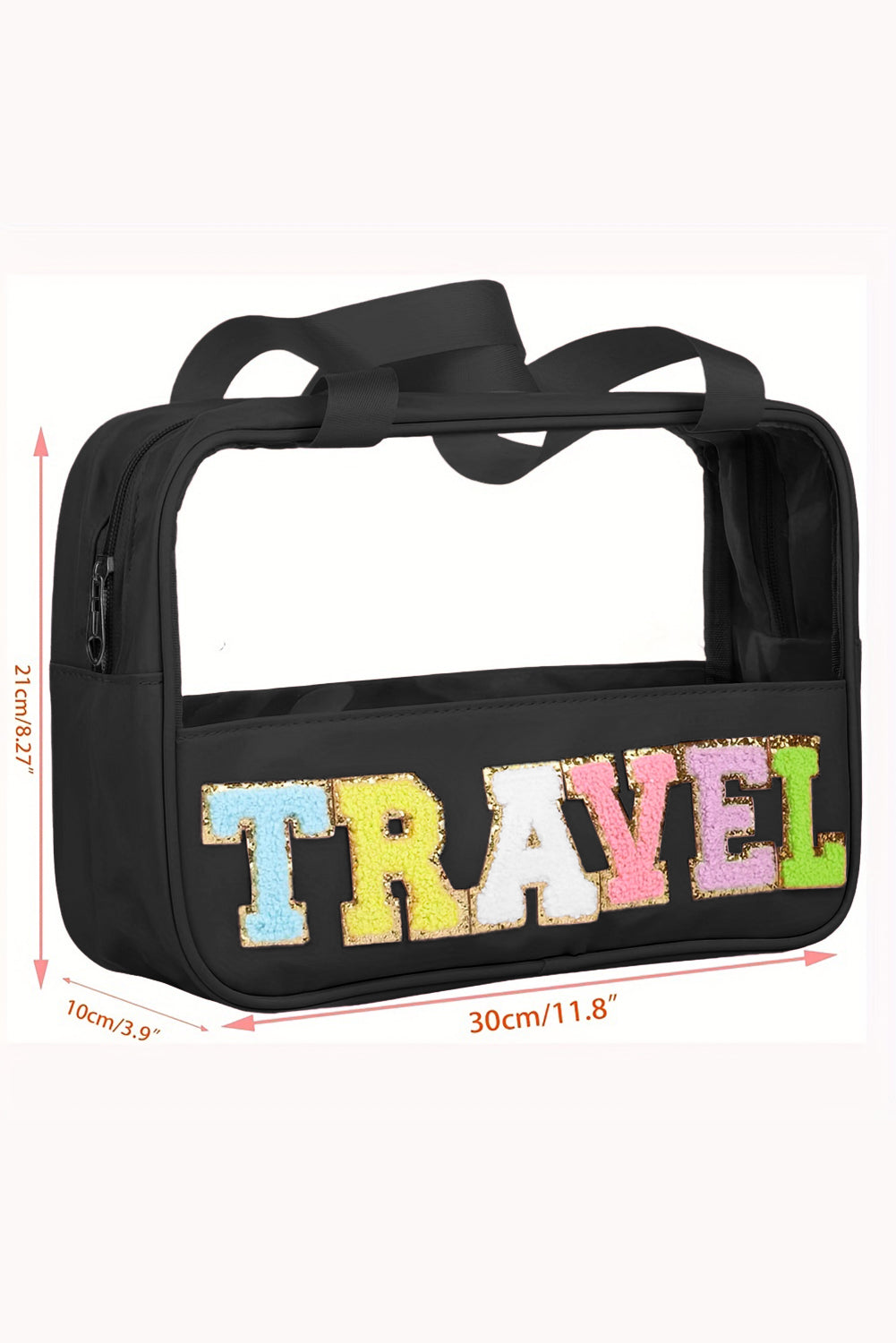 Purple TRAVEL Letter Clear PVC Makeup Bag