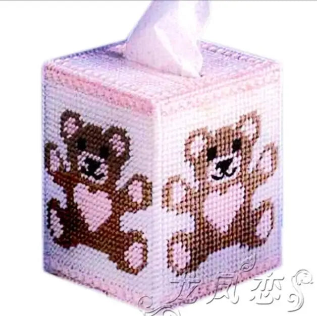 12x12x14cm Cuddle Bear Carton storage tissue box embroidery kit DIY handmade craft set Crocheting knitting needlework supplies