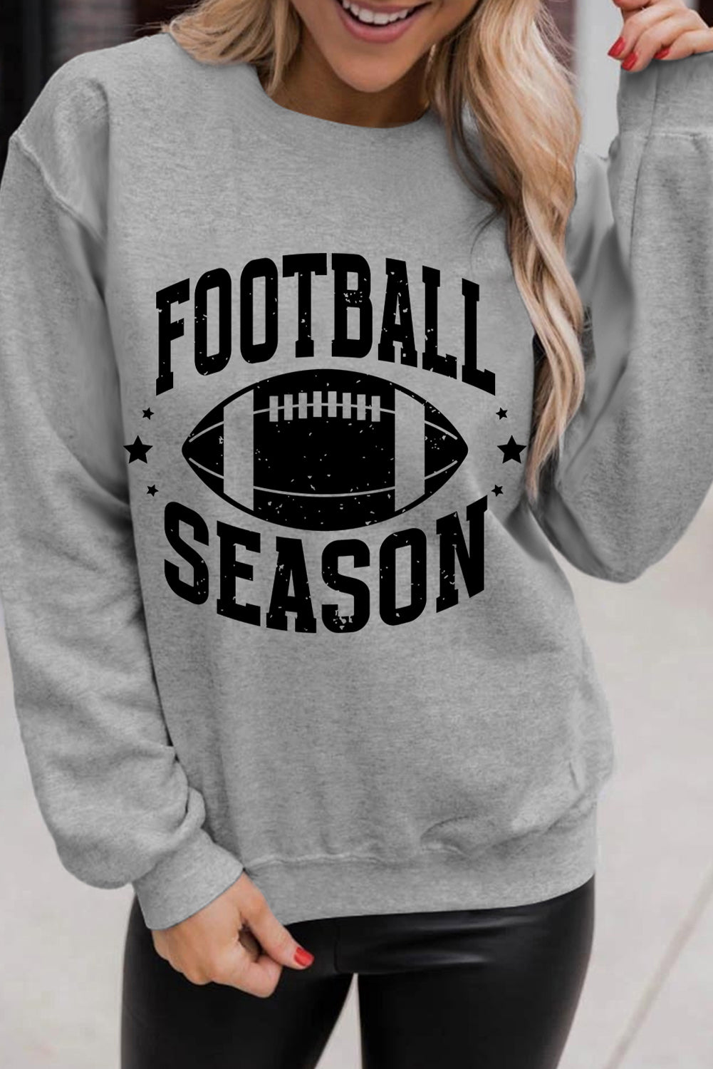 Gray Rugby Football Season Graphic Sweatshirt