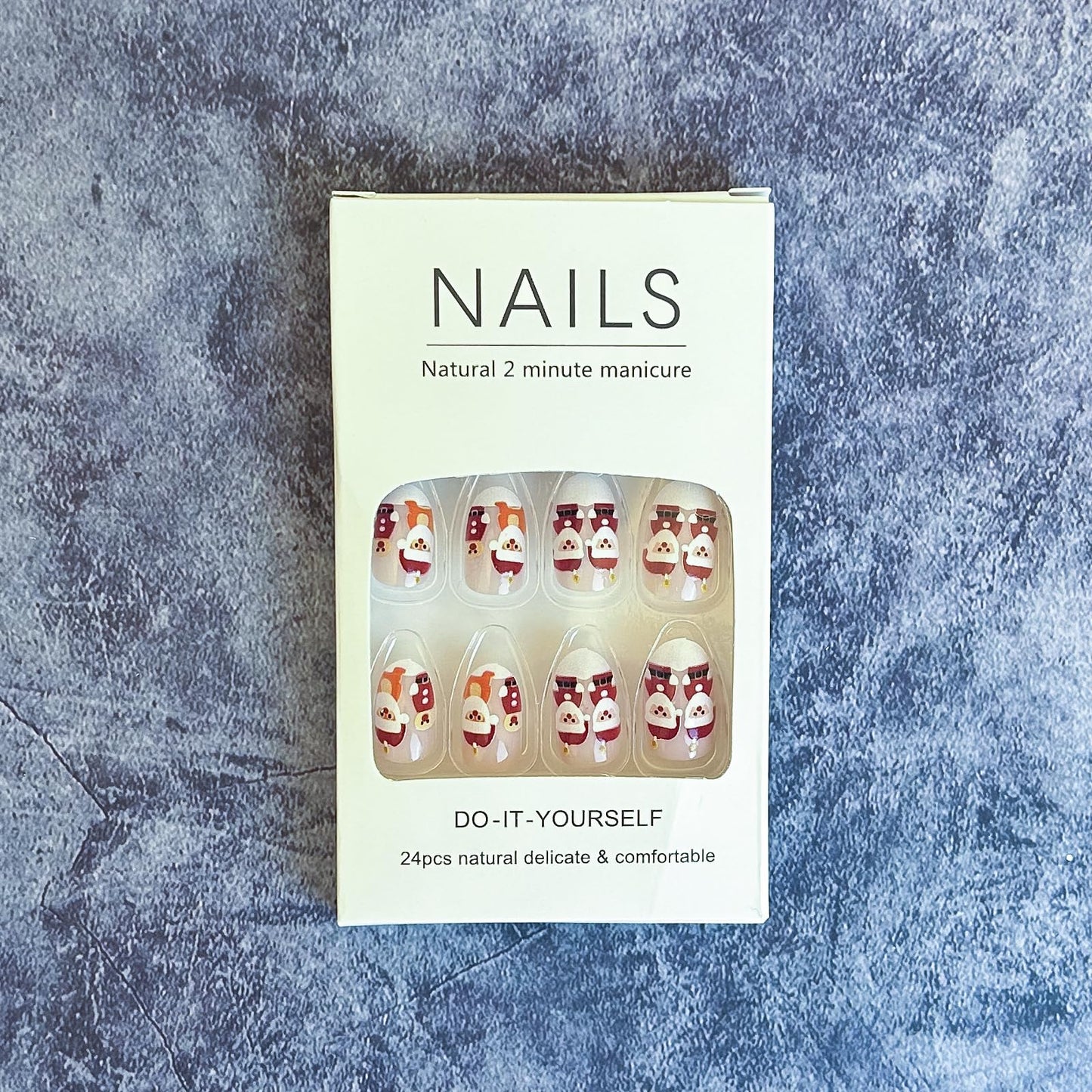 TULOBI Christmas Press on Nails Medium Coffin Fake Nails with Christmas Tree Designs Glitter Glue on Nails Xmas Design Green and Red Stripes Full Cover False Nails Artificial Acrylic Nails 24pcs