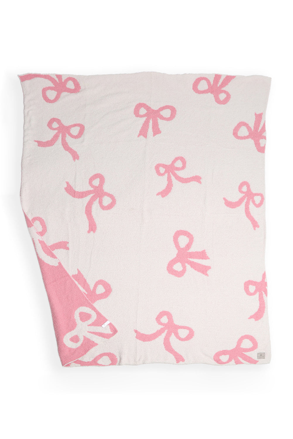 White 127*152cm Bow Printed Cozy Soft Throw Blanket