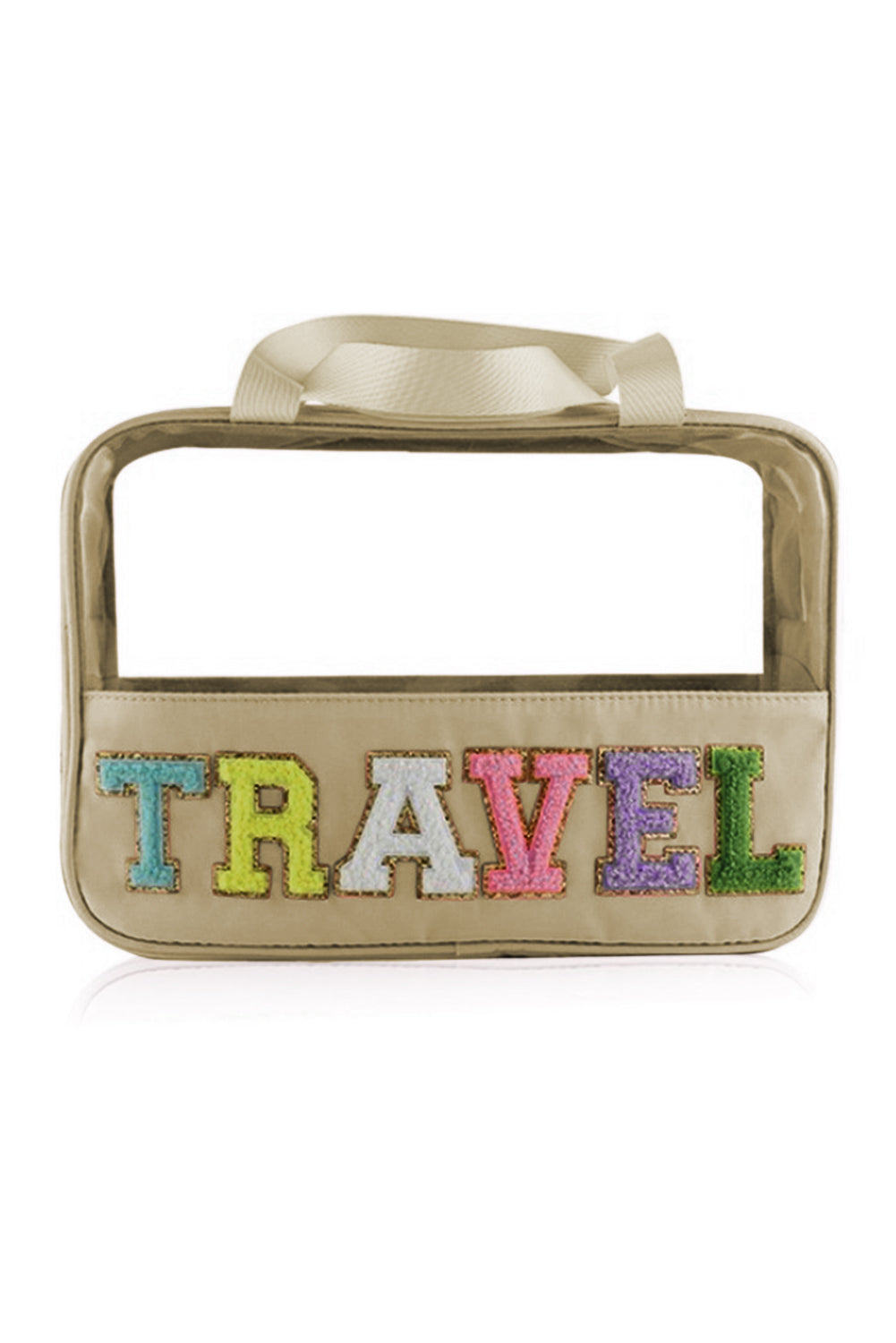 Purple TRAVEL Letter Clear PVC Makeup Bag