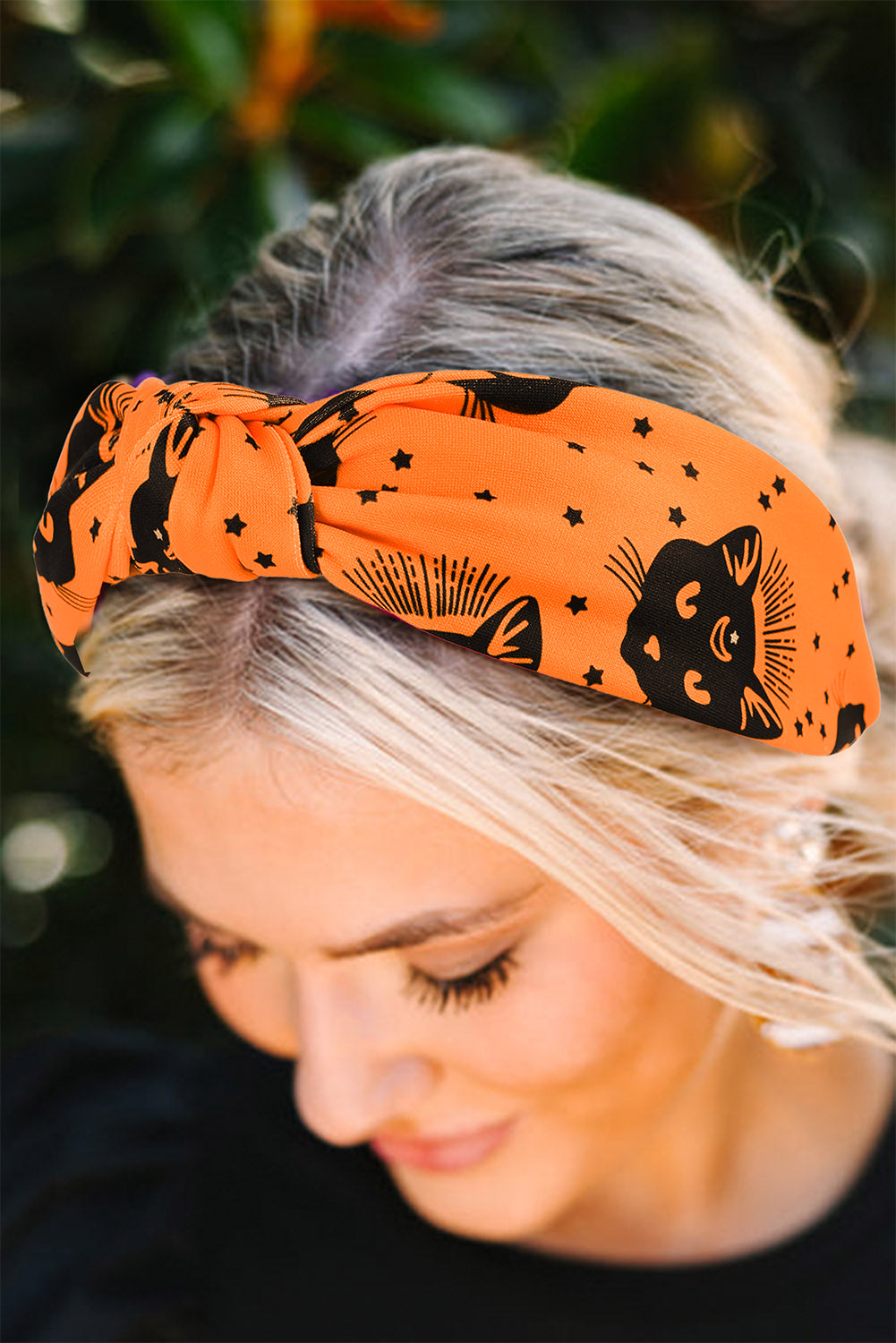 Orange Halloween Plaid Print Knotted Headband