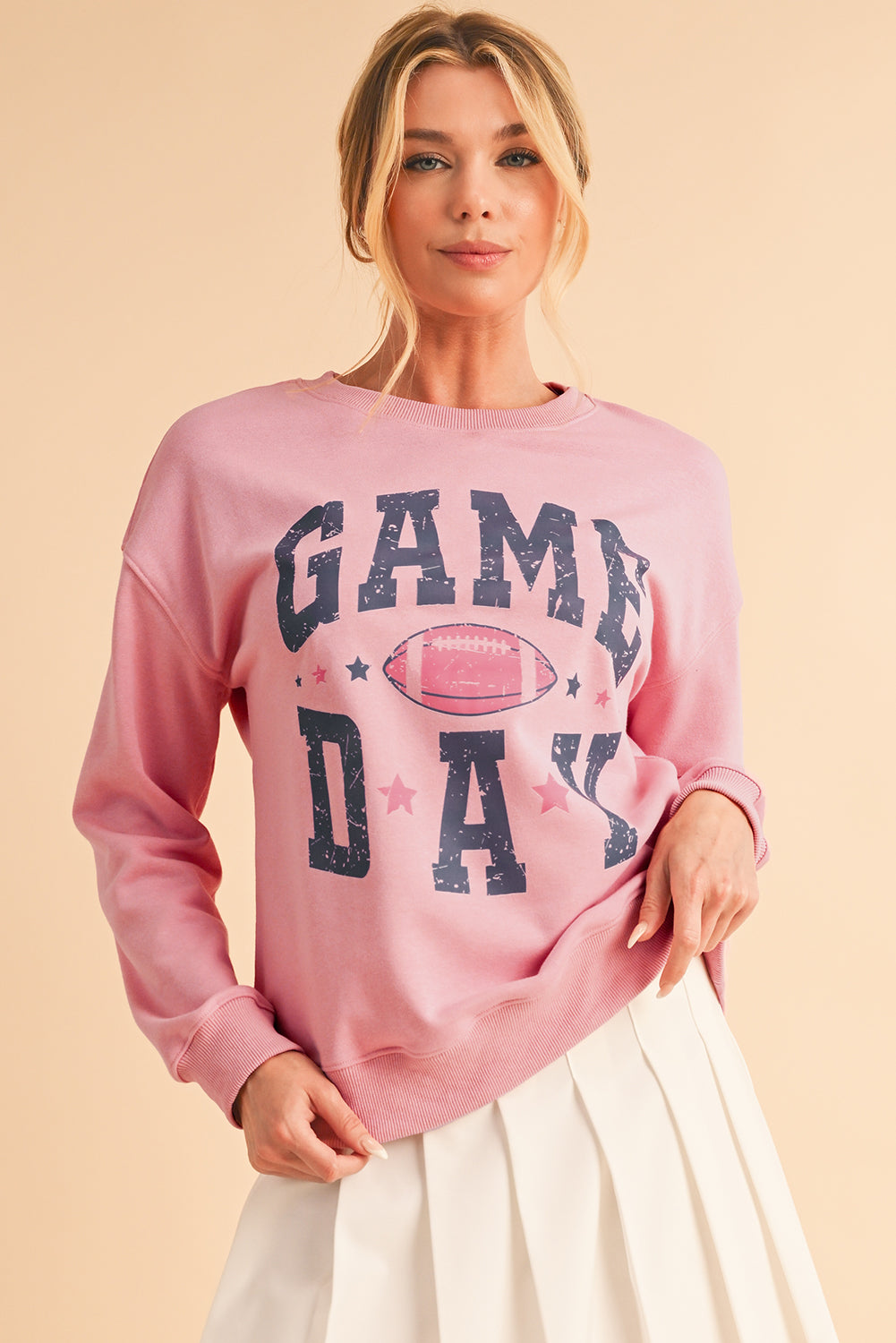 Pink Rugby GAME DAY Graphic Drop Shoulder Sweatshirt