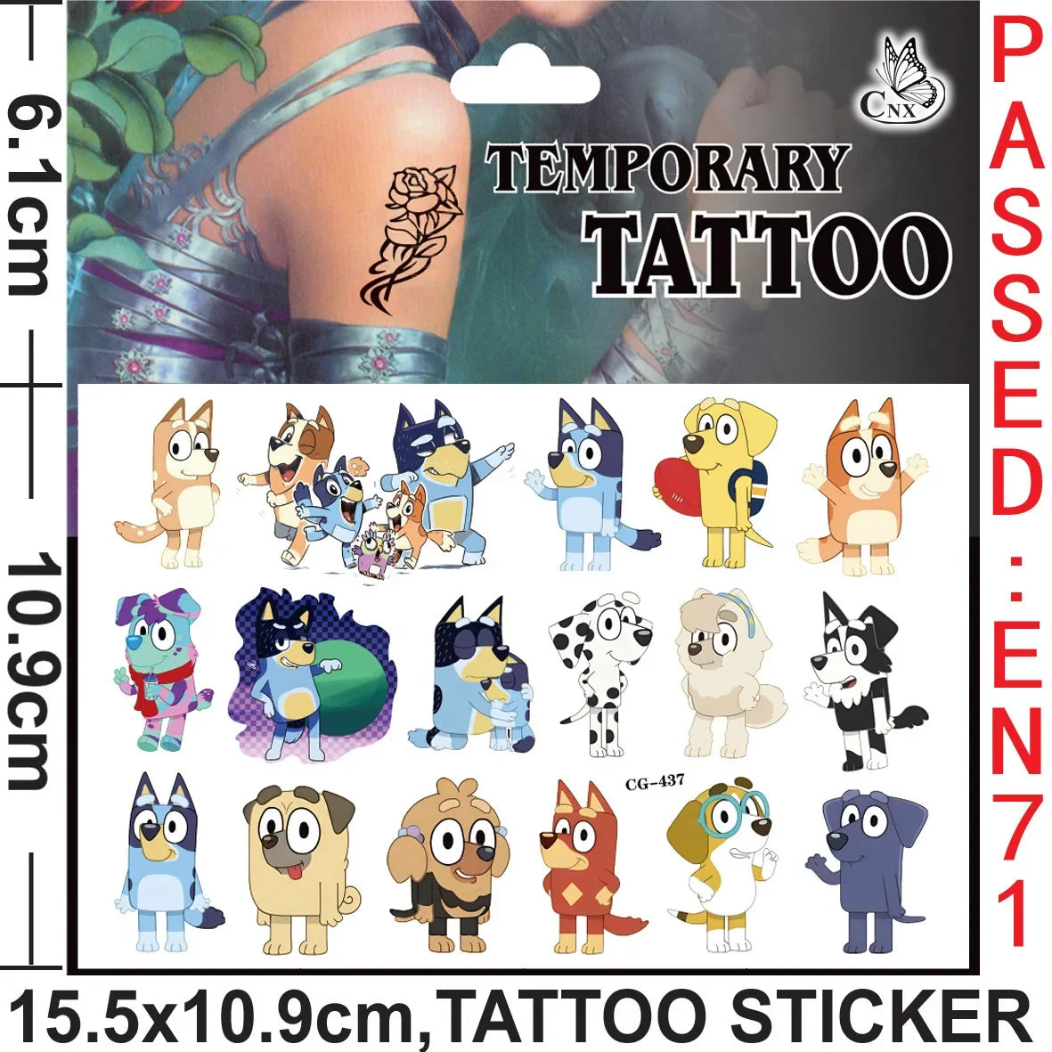 Cartoon Bluey Tattoo Sticker Figure Sticker Toy for Boys Girls Children Birthday Party Decoratio Temporary Tattoo