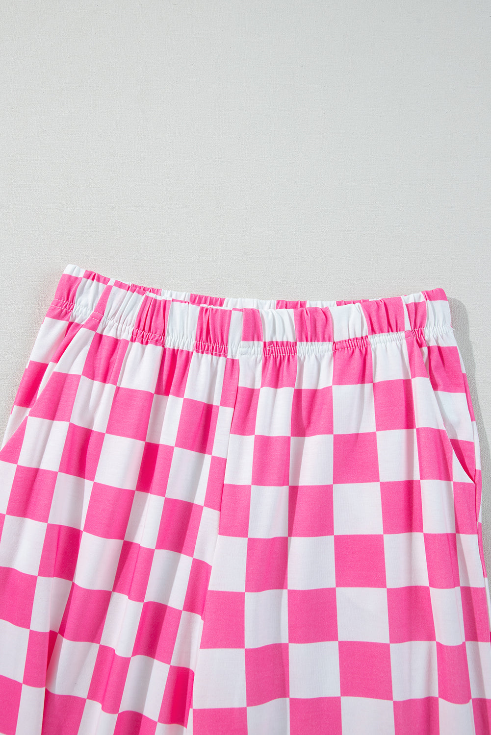 Bonbon Checkered Print High Waist Wide Leg Pants