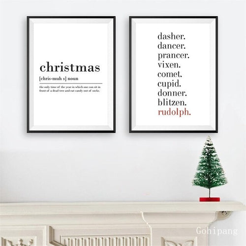 Christmas Definition Print Wall Art Canvas