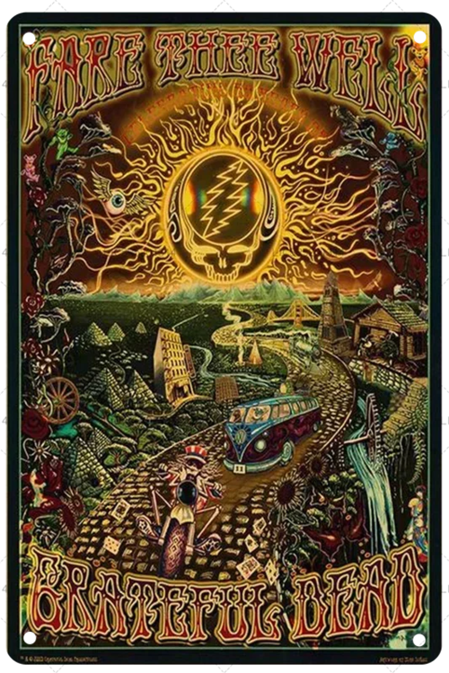 Grateful Dead Metal Signage Tin Painting Vintage Skeleton Poster Mural