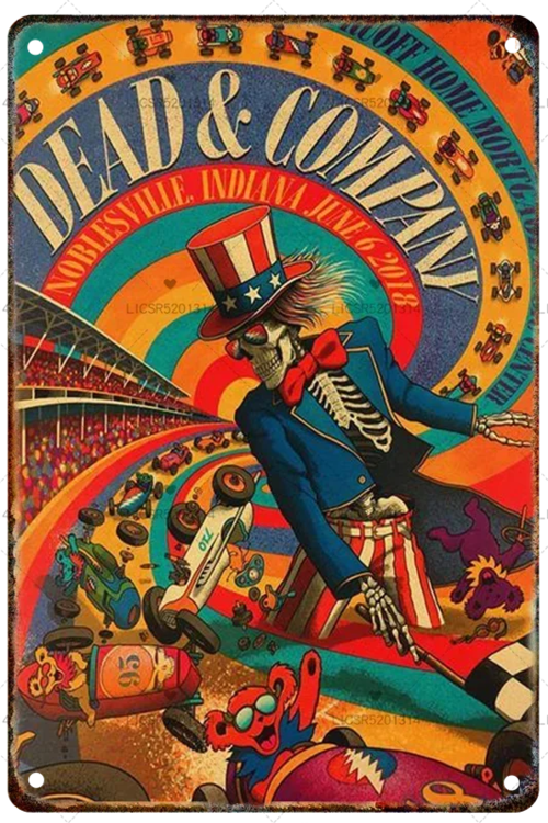 Grateful Dead Metal Signage Tin Painting Vintage Skeleton Poster Mural