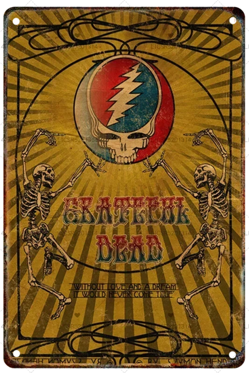 Grateful Dead Metal Signage Tin Painting Vintage Skeleton Poster Mural