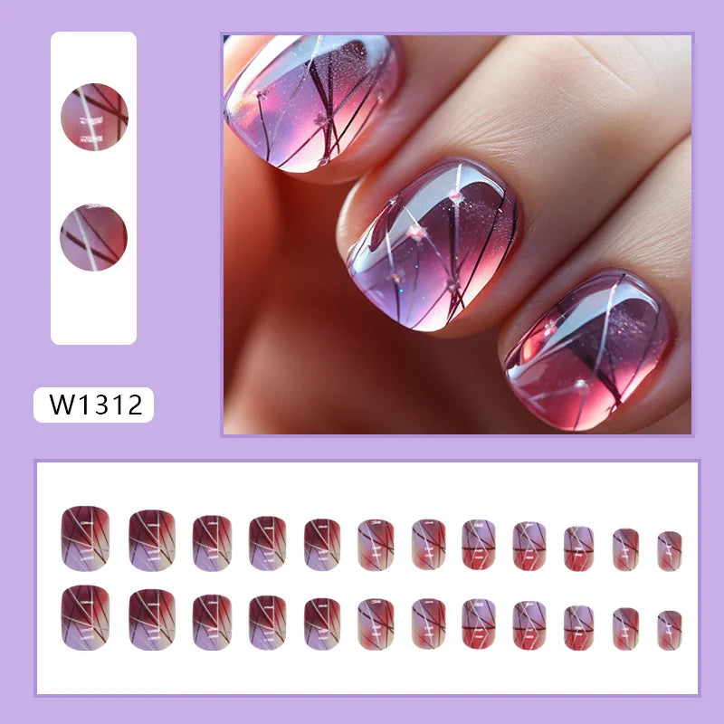 White Lips 24 Pcs Press on Nails Pink Gradient Fake Nails Glossy Artificial Finger Manicure Reusable False Nails for Women. Med Spa Nails. Aesthetic Nurse Nails