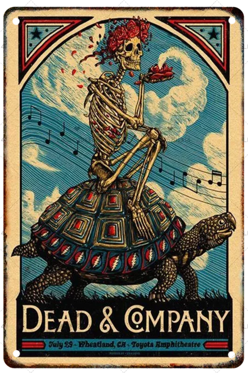 Grateful Dead Metal Signage Tin Painting Vintage Skeleton Poster Mural