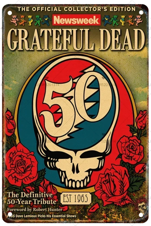 Grateful Dead Metal Signage Tin Painting Vintage Skeleton Poster Mural