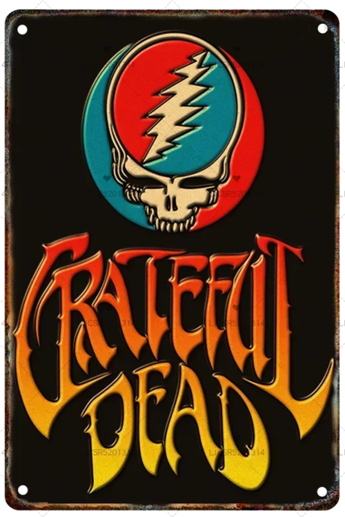 Grateful Dead Metal Signage Tin Painting Vintage Skeleton Poster Mural