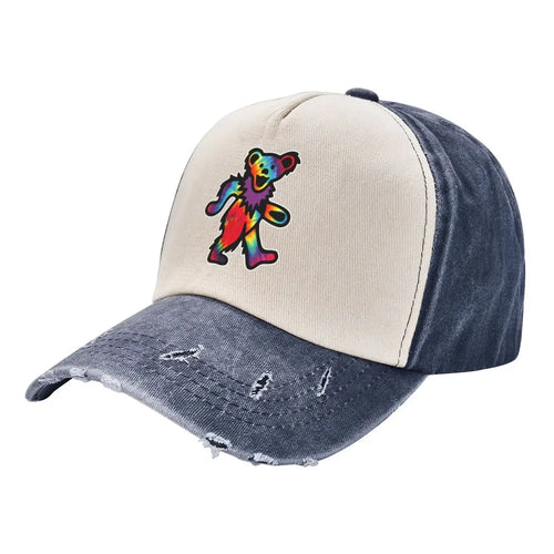 Grateful Classic Rocks Not Dead Dancing Tie Dye Bear Baseball Cap sun