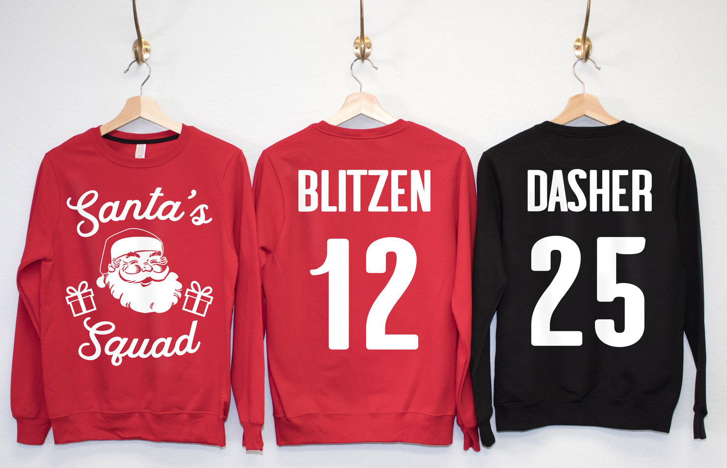 SANTA'S SQUAD CUSTOM Christmas Sweatshirts Crew Neck - Pick Name &