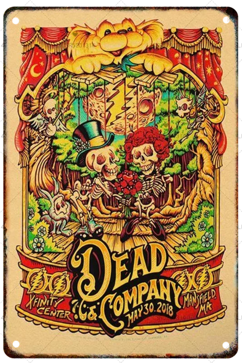 Grateful Dead Metal Signage Tin Painting Vintage Skeleton Poster Mural