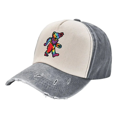 Grateful Classic Rocks Not Dead Dancing Tie Dye Bear Baseball Cap sun