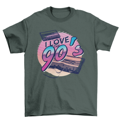 Love Vintage Retro Fashion Cassettes Quote "I love the 90's" Sunset