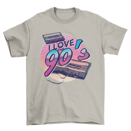 Love Vintage Retro Fashion Cassettes Quote "I love the 90's" Sunset