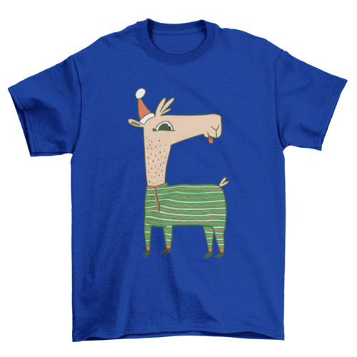 Cute Christmas llama wearing a Santa hat t-shirt