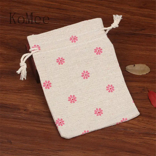 5pcs/lot Linen Cotton Bag 10x14 13x18 15x20cm Muslin Cosmetics Gifts Jewelry Packaging Bags Cute Drawstring Gift Bag & Pouches