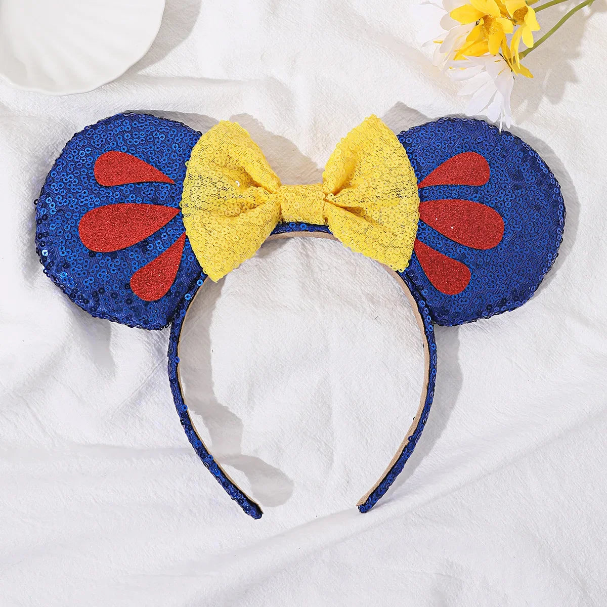 Christmas Headbands Kids Disney Classic Glitter Mickey Minnie Mouse Headband bow-knot Ears Hair Hoop Party Xmas Hair Accessories