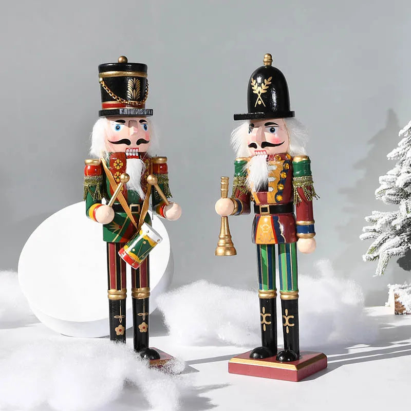 30cm Christmas Nutcracker Puppets Soldier Creative Crafts Gifts Christmas Home Decor Creative Pieces Wooden Antique Toy Gifts