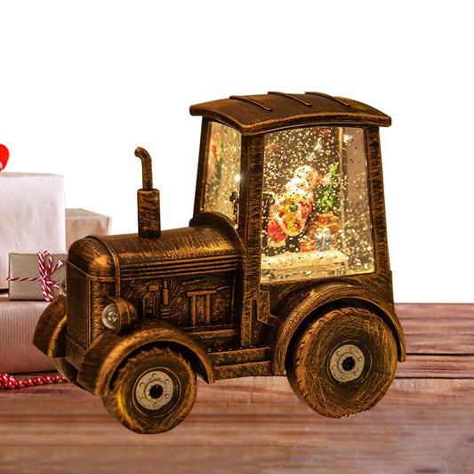 Christmas Snow Globes Vintage Bronze Tractor-Shaped Santa Claus Snowman Christmas Lantern Christmas Centerpiece Table