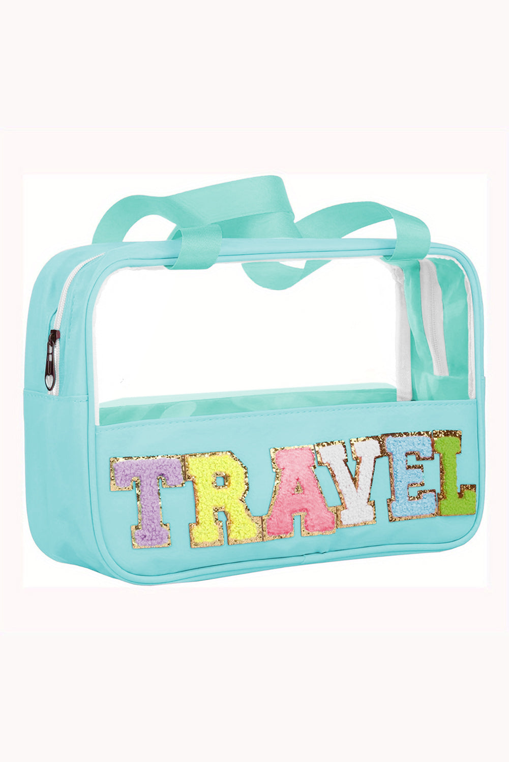 Purple TRAVEL Letter Clear PVC Makeup Bag