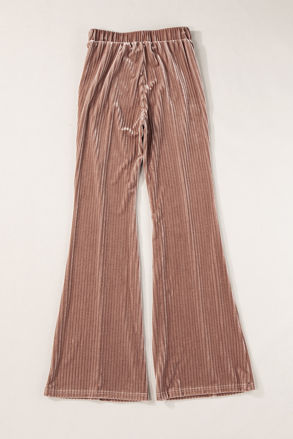 Dusty Pink Solid Color High Waist Corduroy Flare Pants