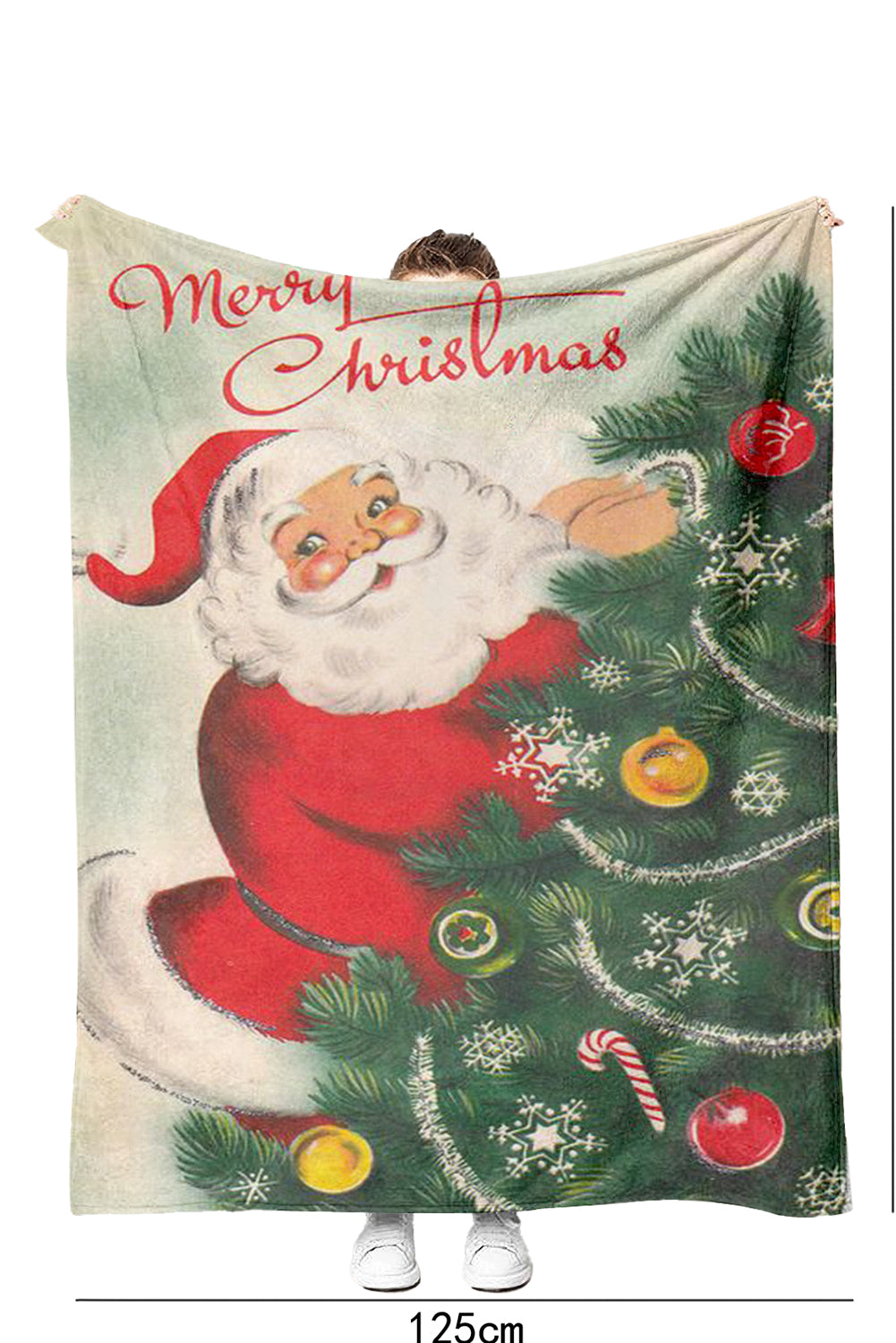 White Santa Claus Christmas Slogan Print Soft Blanket 125*150cm