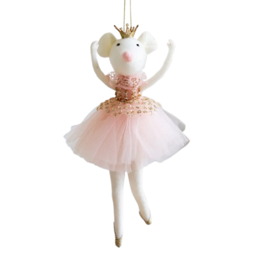 Pink Christmas Ballet Mouse Pendant Mesh Dress Soft Angel Girl Ornaments Exquisite Cute Christmas Tree Hanging Decorations