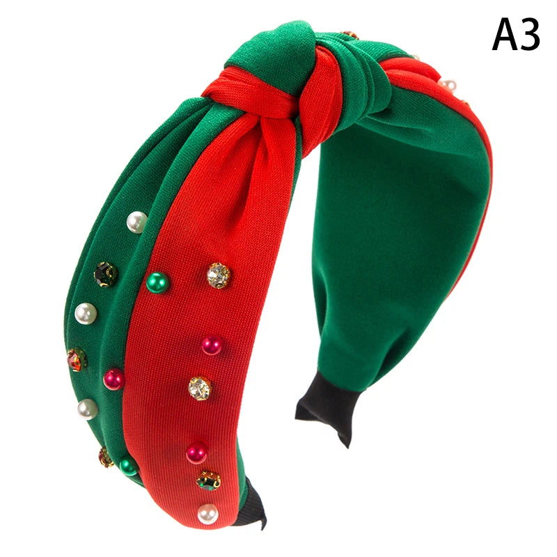 1Pc Christmas Pearl Headband Rhinestone Band Women's Minimalist Holiday Trend Hair Accessories