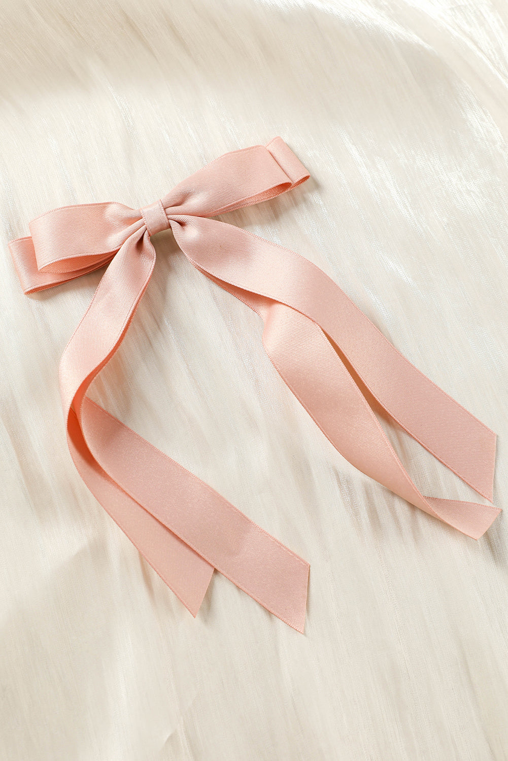 Apricot Pink Elegant Terylene Double Bow Hair Clip