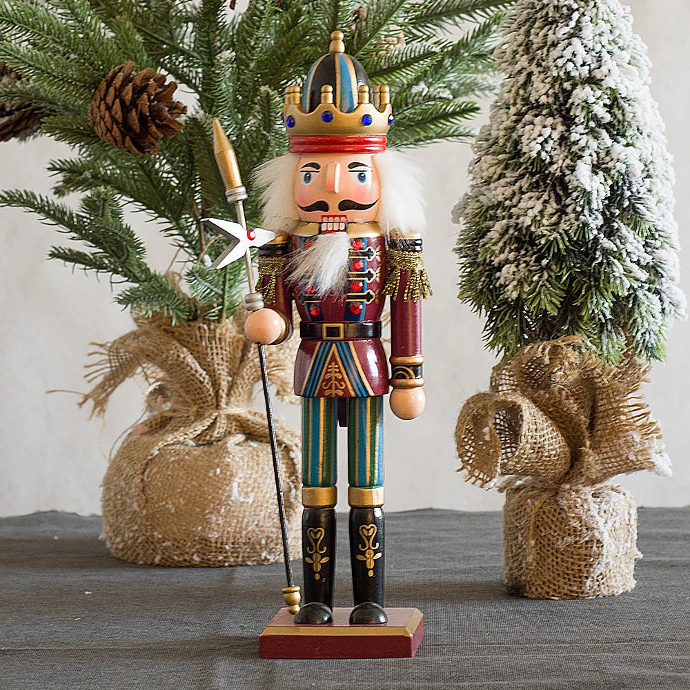 30cm Christmas Nutcracker Puppets Soldier Creative Crafts Gifts Christmas Home Decor Creative Pieces Wooden Antique Toy Gifts