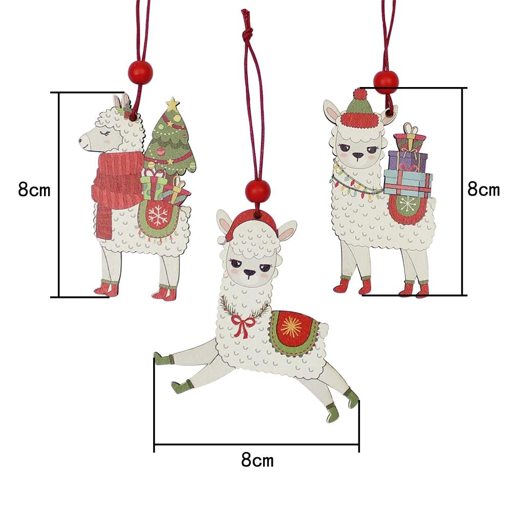 Classic Alpaca Wooden Christmas Ornament Set