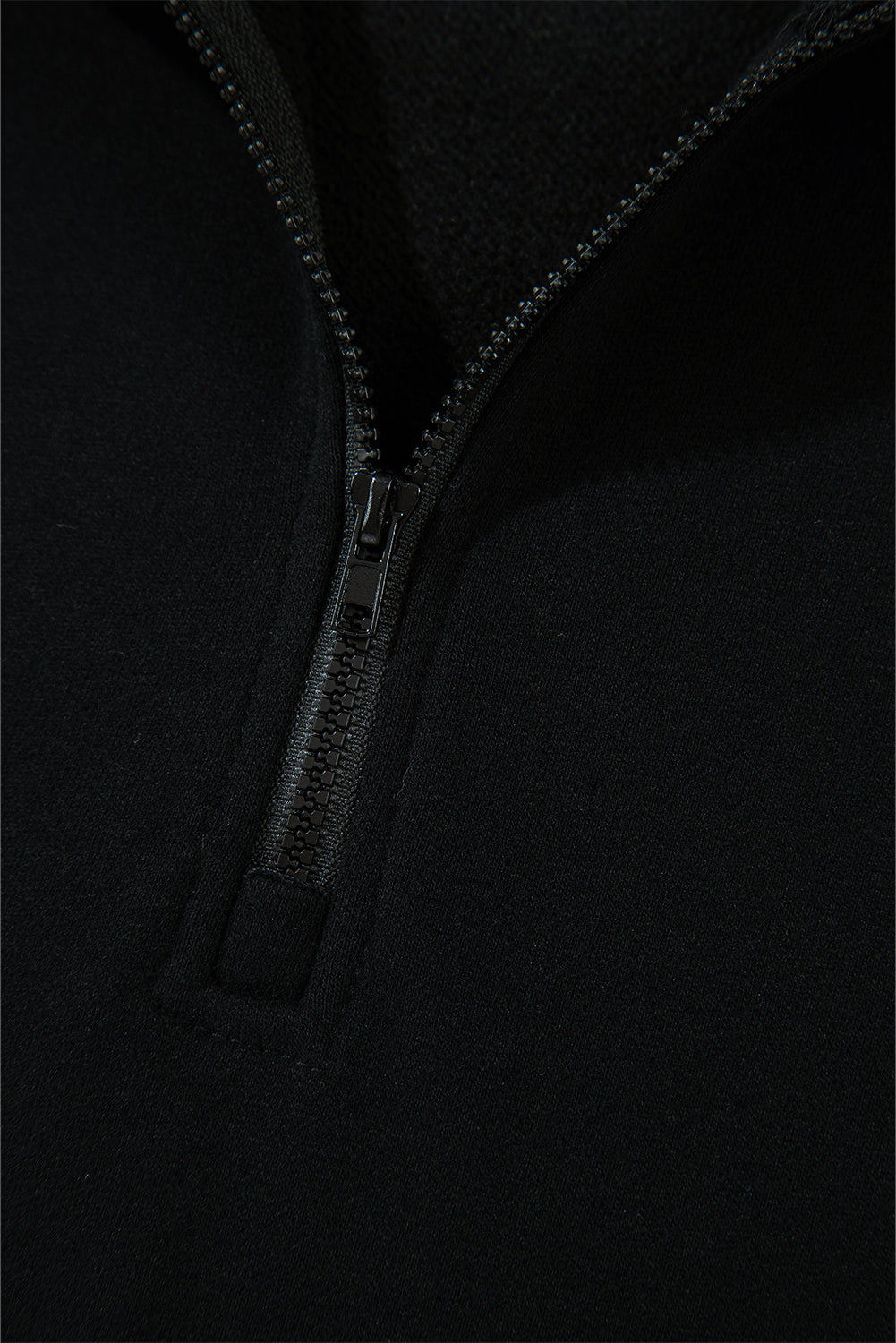 Smoke Gray Zipper Collared Drop Shoulder Plain Sweatshirt