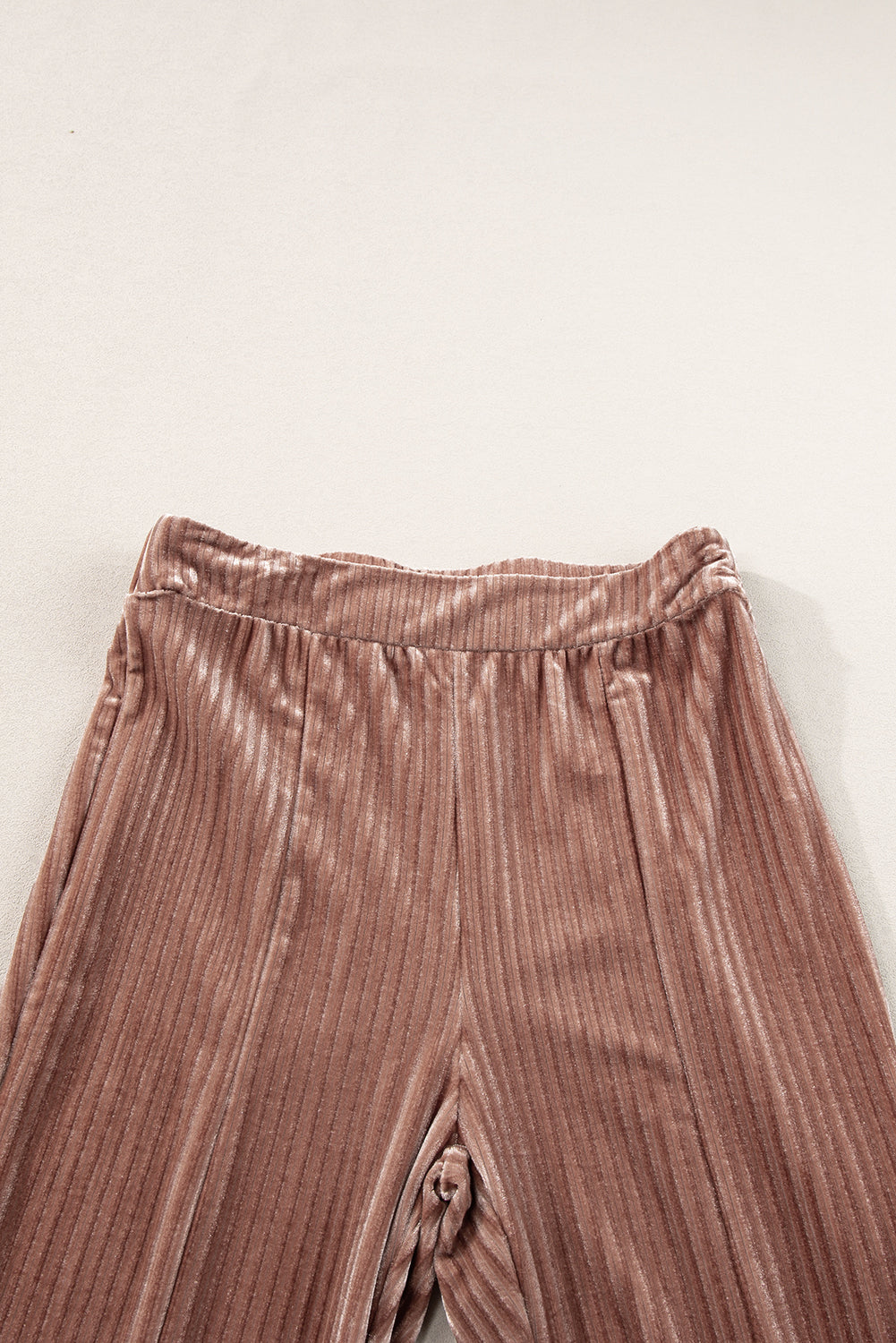 Dusty Pink Solid Color High Waist Corduroy Flare Pants