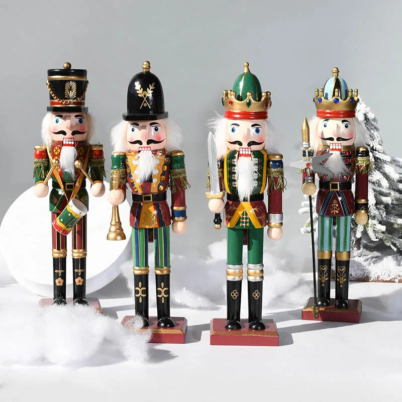 30cm Christmas Nutcracker Puppets Soldier Creative Crafts Gifts Christmas Home Decor Creative Pieces Wooden Antique Toy Gifts