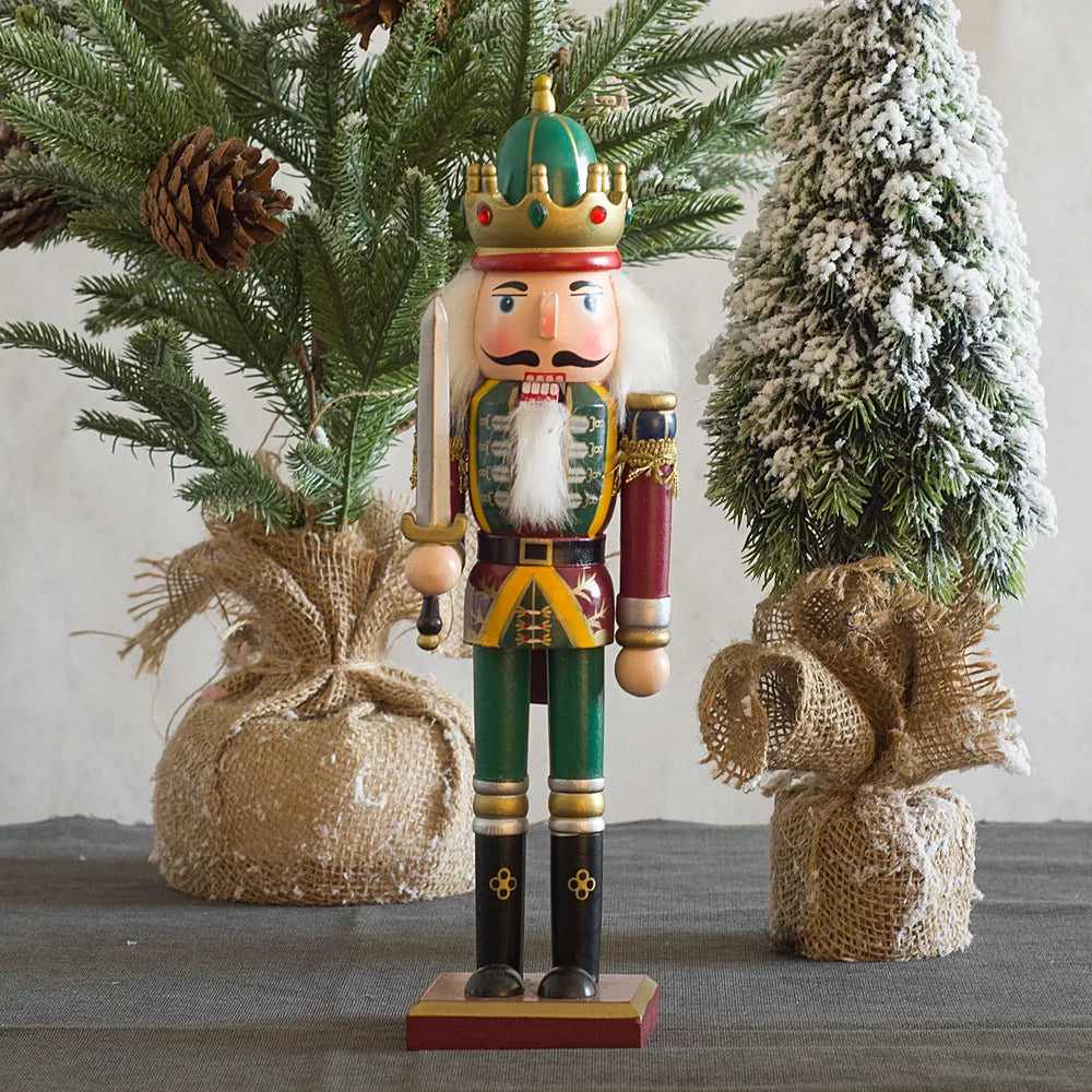 30cm Christmas Nutcracker Puppets Soldier Creative Crafts Gifts Christmas Home Decor Creative Pieces Wooden Antique Toy Gifts