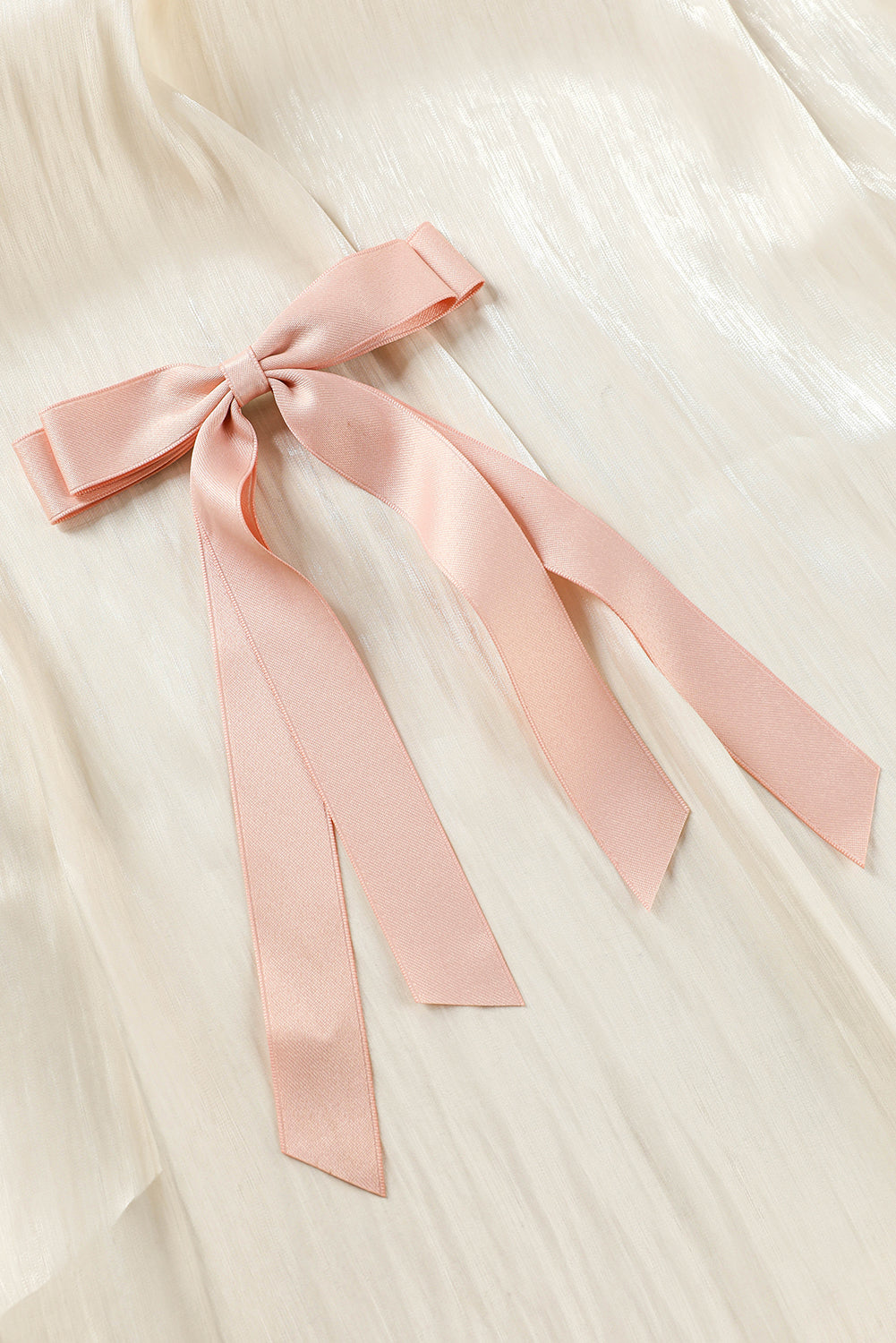 Apricot Pink Elegant Terylene Double Bow Hair Clip