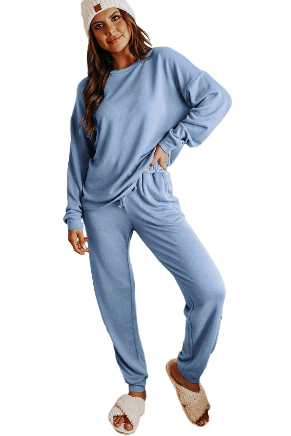 Black Long Sleeve Pullover & Jogger Pants Loungewear Set