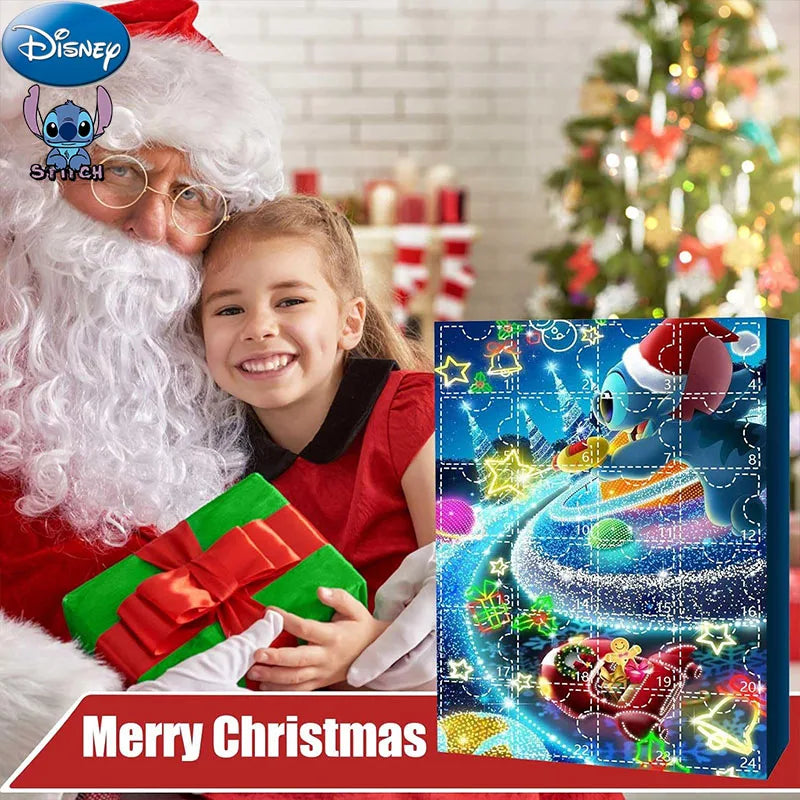 Wholesale Disney Accessories Stitch Christmas Advent Calendar Blind Box Lilo&stitch Model Doll Anime Figures Xmas Gift Kid Toy