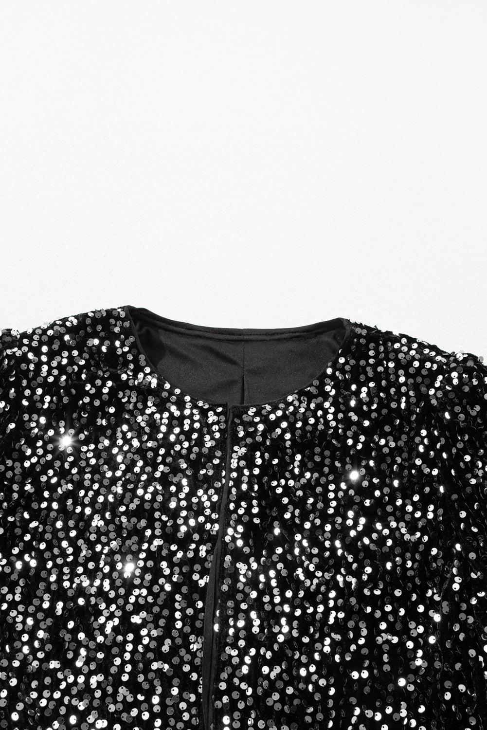 Golden Fleece Sequin Open Front Collarless Jacket