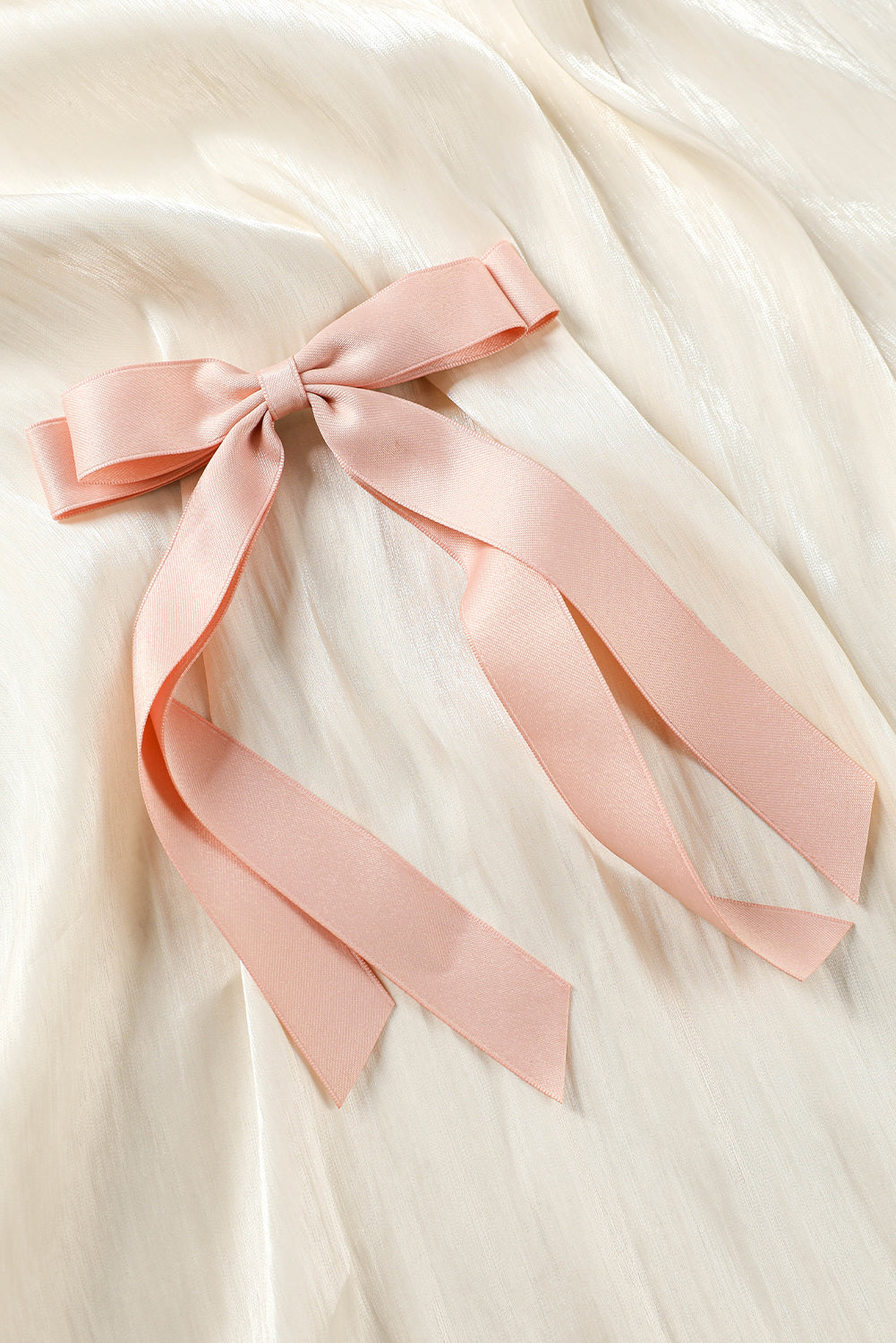 Apricot Pink Elegant Terylene Double Bow Hair Clip