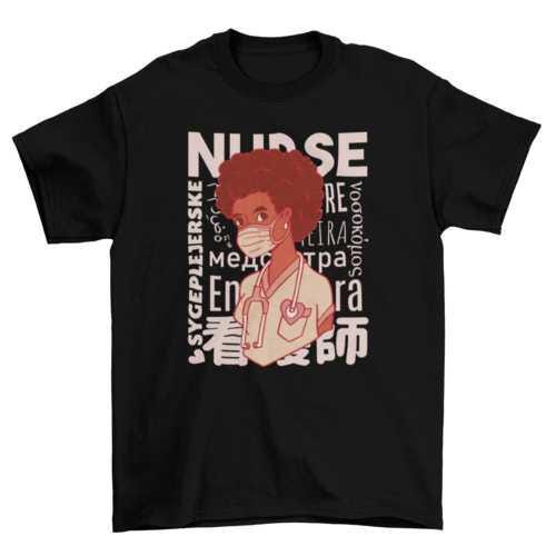 Black woman nurse character t-shirt