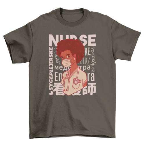 Black woman nurse character t-shirt