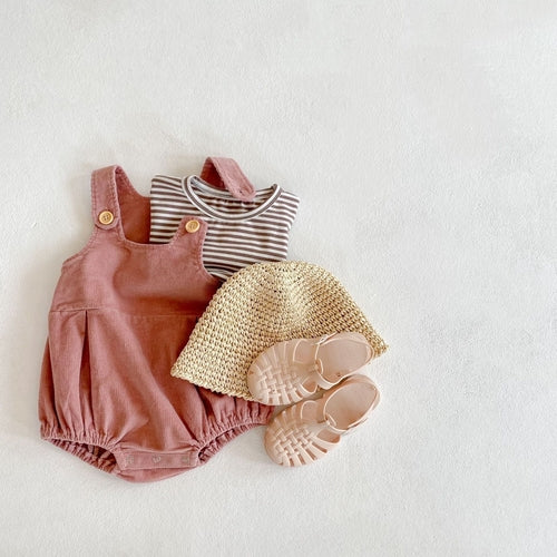 Baby Girls Strips Top Combo Corduroy Overalls In Sets