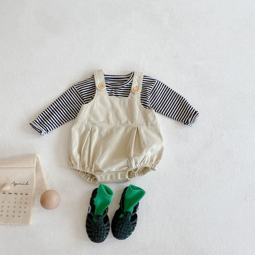 Baby Girls Strips Top Combo Corduroy Overalls In Sets